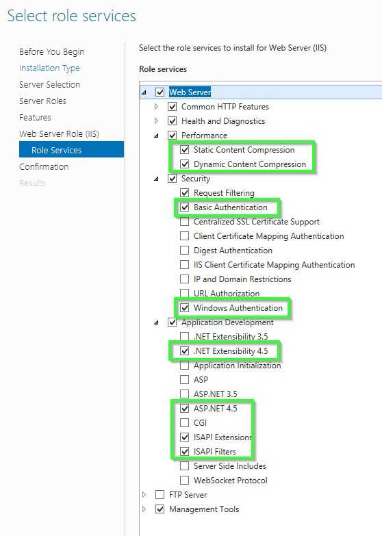 Select Role Services